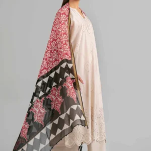 3 Piece Printed Embroidered Suit – 42619949