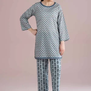 2 Piece – Printed Embroidered Suit – PE26-202