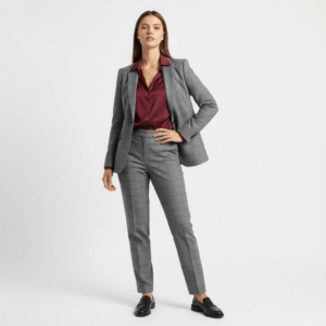 Grey Checked Wool Suit with Subtle Textured Finish – Camargue
